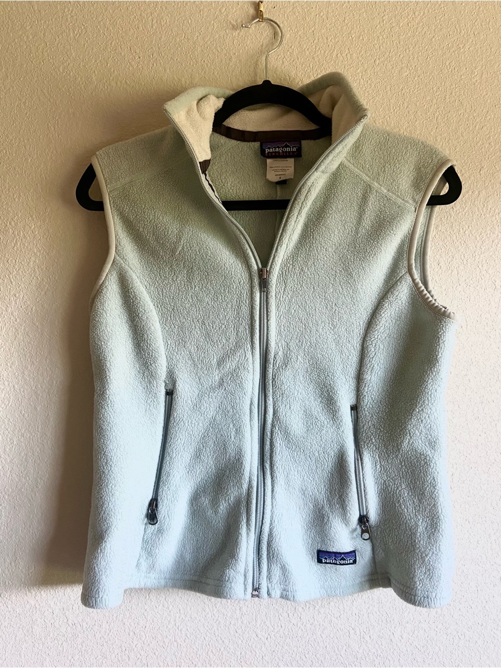 Patagonia Women's Vintage Synchilla “Thin Ice” Light Blue Small Fleece Vest